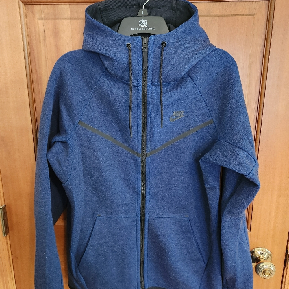 NIKE HOODIE, dual zip, stretch, Blue/black Size S